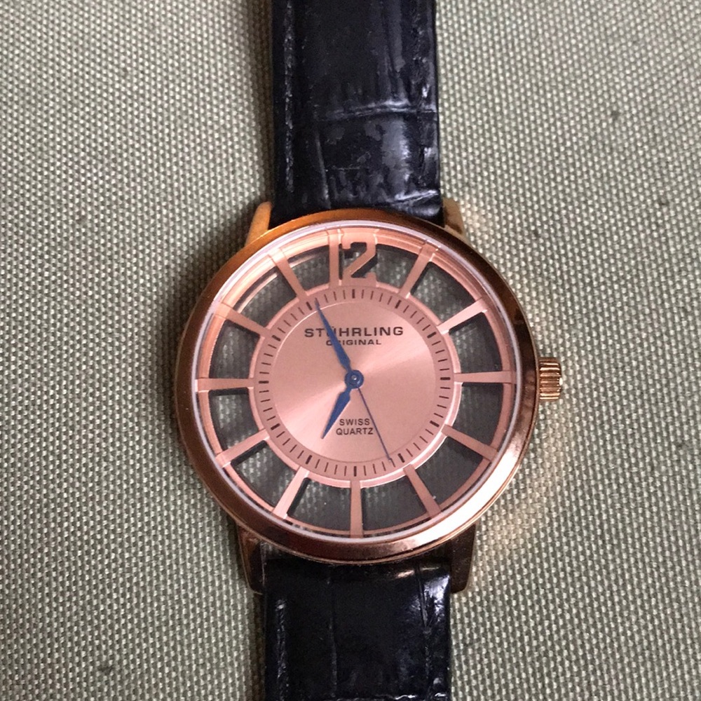 Stuhrling watch with black and brown bands - Picture 4 of 4